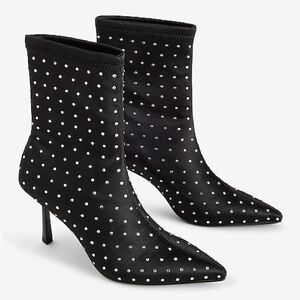 Rhinestone Pointed Toe Thin Heel Booties EUC SB12